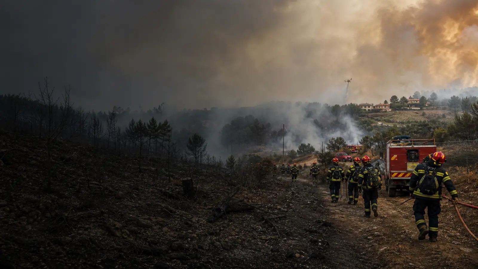 Firefighters and residents respond to wildfire damage in southwest France