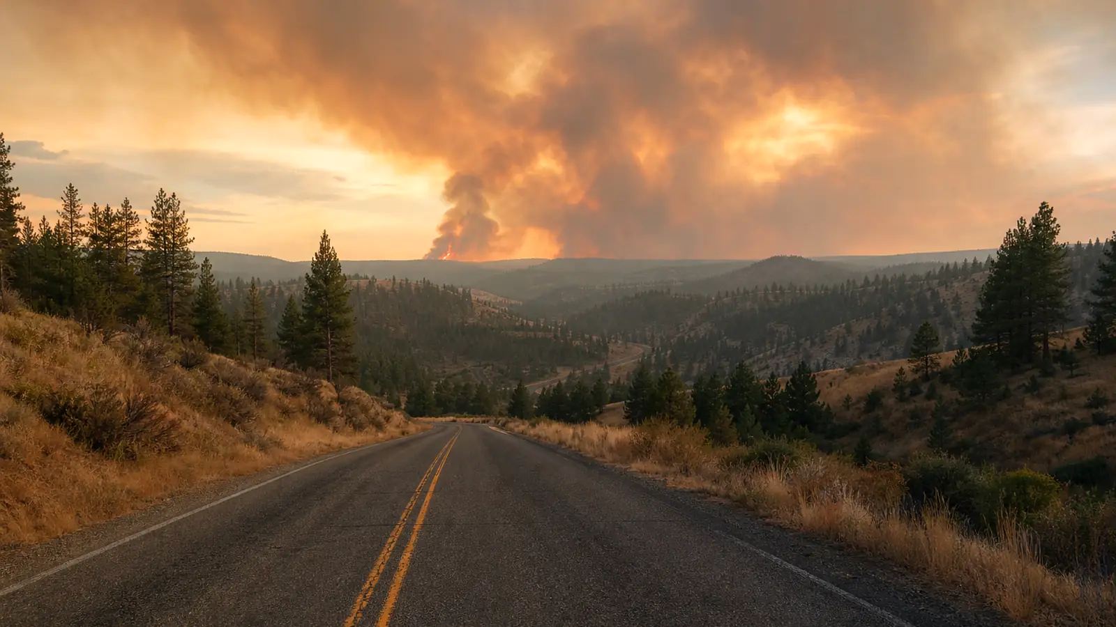 Fire crews work near homes affected by the Spokane wildfires