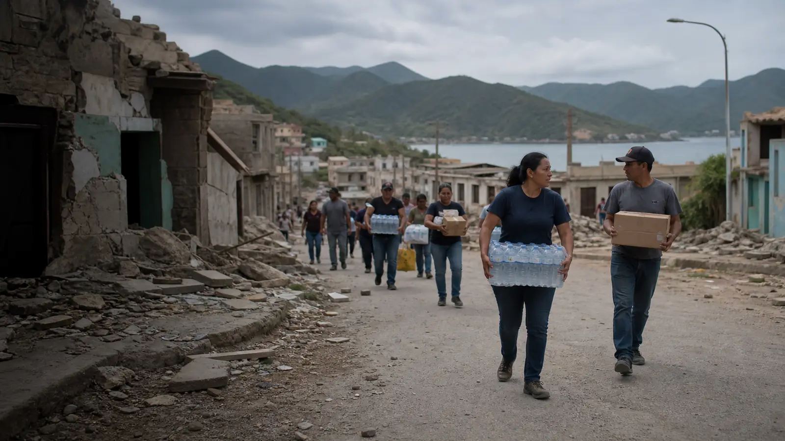 Families and emergency workers support earthquake recovery in northern Venezuela